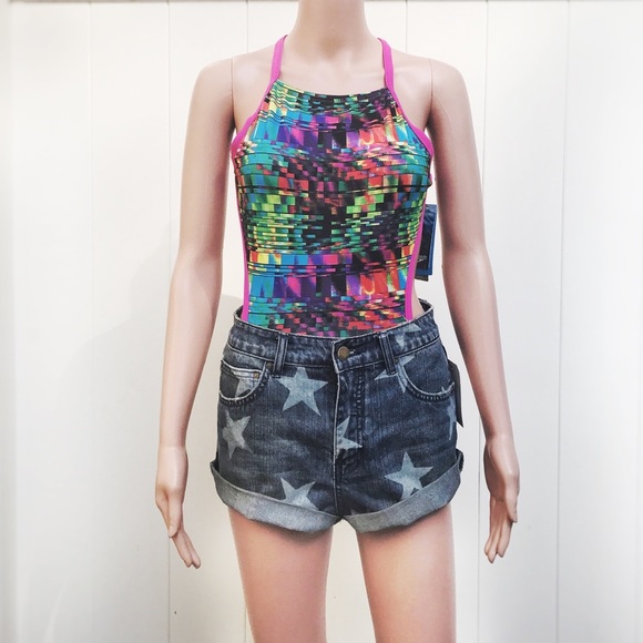 Billabong Pants - [Billabong] Stars Print CutOff Denim Shorts NWT 01